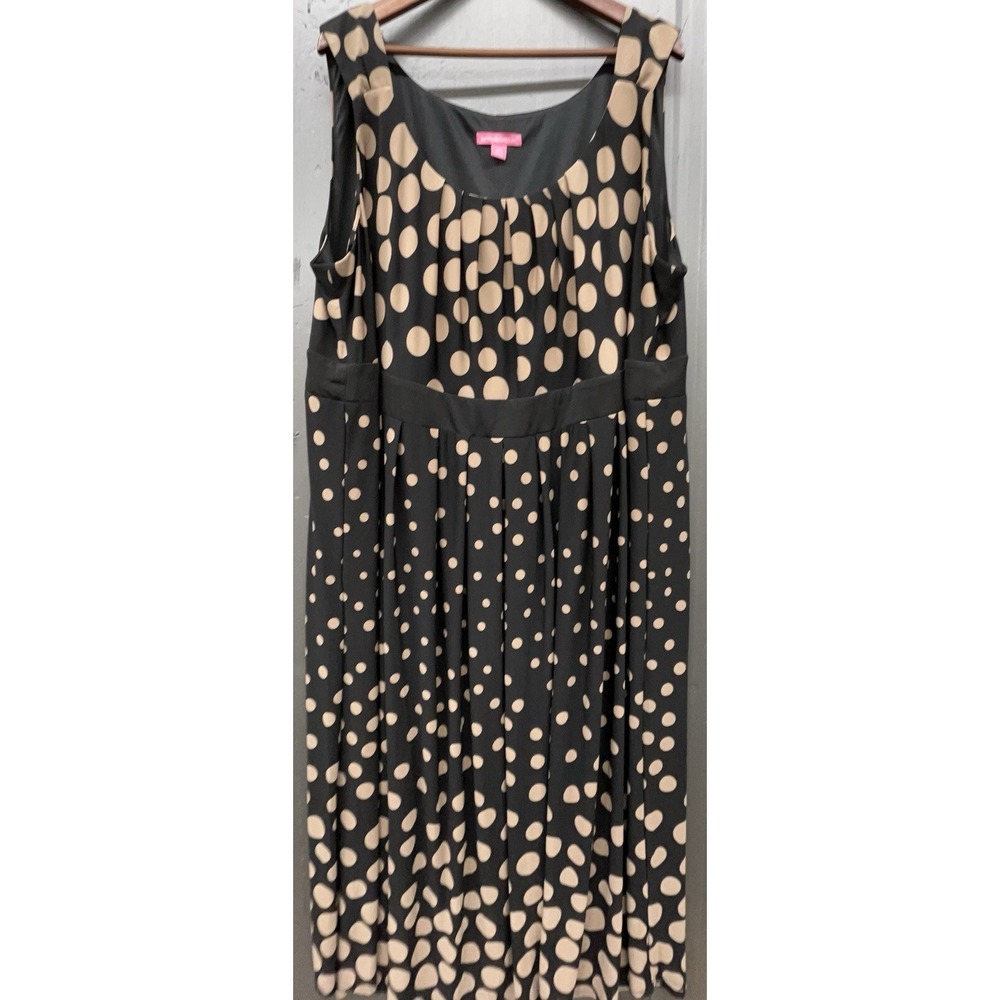 Woman Within Maxi Dress 4X Brown Polka Dot Sleeveless Stretch‎ Comfort